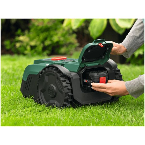 Robot de tuns gazon/iarba fara fir perimetral Bosch VISIMOW18V-100, 18 V, latime de taiere 16 cm, inaltime de taiere 20 - 60 mm, senzori ultrasonici, motor brushless, include: acumulator PBA 18V 4.0 Ah + incarcator — Tabel de specificații