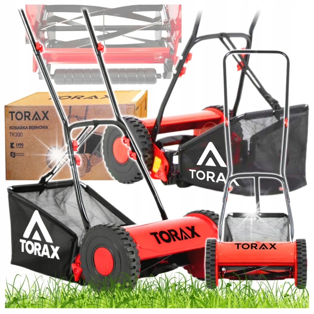 Masina de tuns iarba manuala Torax TK300, 30cm, rosu, 14-47mm, cu cos 11L